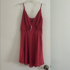 Elegant Red V-Neck Dress